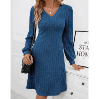 Mia Muse Vestidos de mujer Otoño Invierno coreano Color sólido manga larga con cuello en V Casual fiesta vacaciones Shift Mini vestidos para salir - details 10