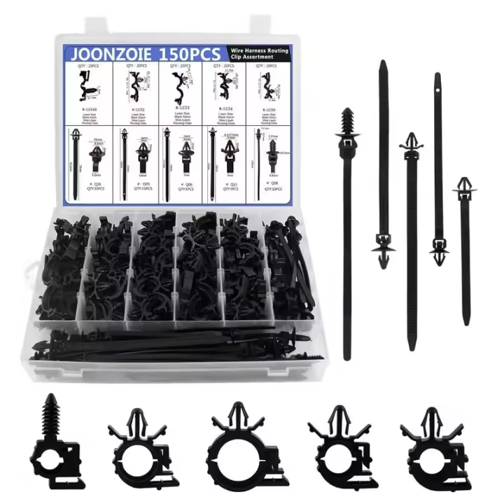 Joonzoie 150 Uds. Kits surtidos de arneses para automóviles Loom-10 tamaños diferentes Clips de enrutamiento de cables automotrices piezas de repuesto para automóviles - 1