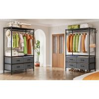 RopaBurro Ropa Metal con Estantes Ajustablescon 4 cajones extraíblesNegro90x40x180cm - details 6