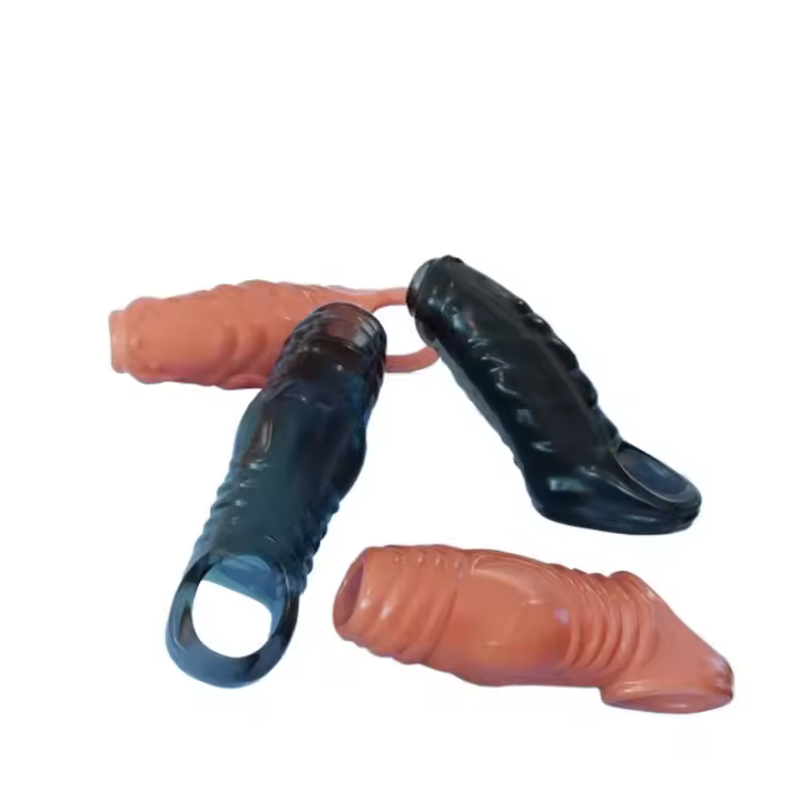 Empaque privado SEXY Extensor de manga Anillo para hombre Agrandador Entrenador Retraso de la eyaculación Juguetes sexuales para hombres Artículos íntimos - 1