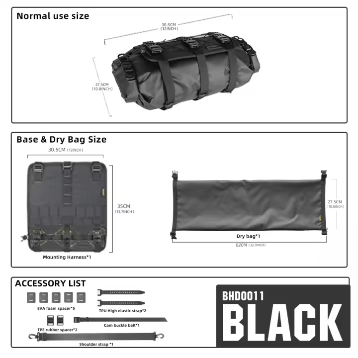 Rhinowalk-arnés para manillar de bicicleta, bolsa impermeable de 8L-13L para bicicleta de montaña, carretera, grava, Bikepacking, bolsa seca extraíble, ciclismo frontal - 1
