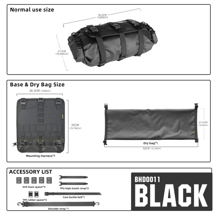 Rhinowalk-arnés para manillar de bicicleta, bolsa impermeable de 8L-13L para bicicleta de montaña, carretera, grava, Bikepacking, bolsa seca extraíble, ciclismo frontal - 1