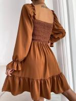 Elegante Vestido de Manga Larga para Mujer Color Sólido, con Volantes, Alta Calidad y Lujo Diseñador - details 15