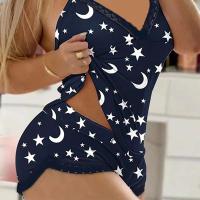 Pijama de dos piezas con lazo de lencería sexy y tirantes a juego - details 4