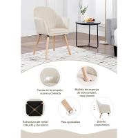 Sillas de Comedor Nordicas Vintage Juego de 2, Diseño de Terciopelo con Apoyabrazos - details 7