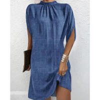 Nuevo Vestido holgado de cuello redondo con manga de murciélago a la moda para mujer - details 4