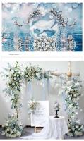 Decoración al por mayor de fábrica con flores, arco de flores de seda azul para telón de fondo de boda - details 6