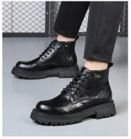 Nuevas botas de cuero de algodón. Botas cortas de locomotora interior de suela gruesa de estilo británico fino. - details 17