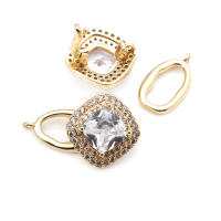 4 juegos de conectores cuadrados de latón y circonita de Color dorado de 18K para collares, cierres de pulsera, suministros de joyería Diy, accesorios - details 6