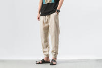 Pantalones casuales de calabazas para hombre, calabazas de lino, de moda, con puños - details 2