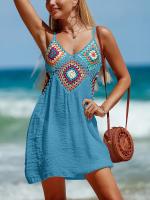Vestido Vintage sin mangas con cuello en V para mujer, traje de baño recortado para playa y piscina, Verano - details 6