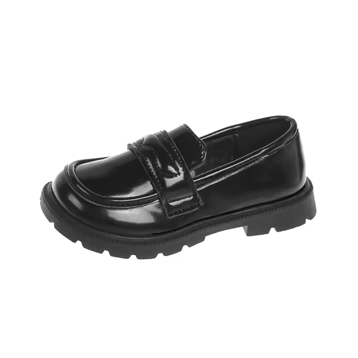 Atos de piel para niña, zapatos antideslizantes con ganchos, negros, aptos para primavera y otoño 2023 - 1
