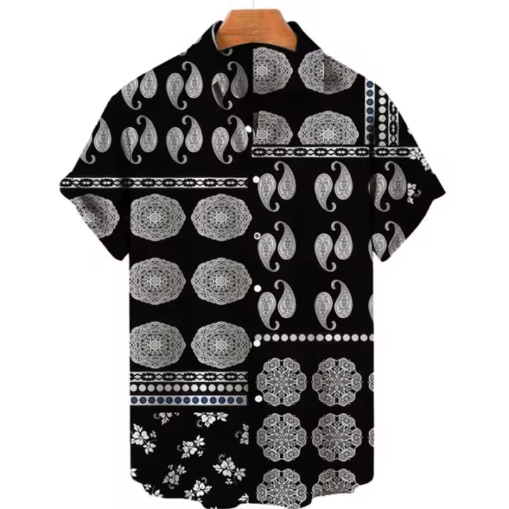 Camisa hawaiana de manga corta holgada informal para hombre, transpirable, estampado retro 3D, ropa de playa, verano, 2025 - 1