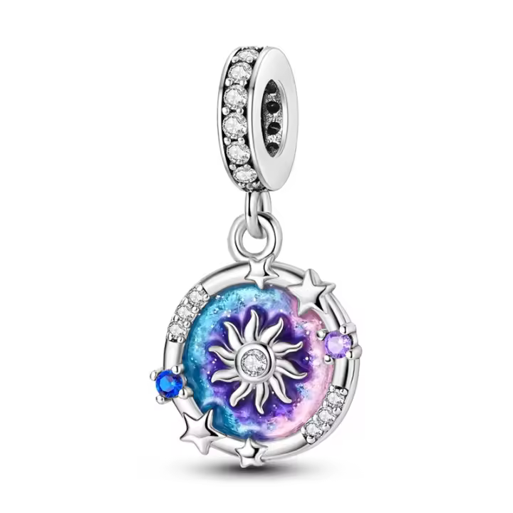 Cuentas de plata para la fabricación de joyas, accesorio en forma de estrella azul, compatible con pulsera - 1