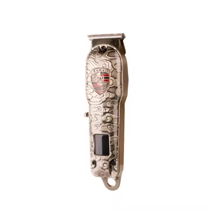 Kemei-cortadora de pelo eléctrica inalámbrica para hombre, máquina de corte de pelo recargable, con 4 peines de límite, cuerpo de Metal - 1