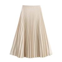 BUNO-moda femenina, faldas plisadas de verano, elegantes, largas, versátiles, Color sólido, pliegues, cintura elástica, faldas holgadas informales para mujer - details 3