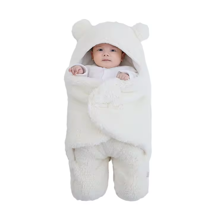 Manta de Invierno para Bebé Recién Nacido Envoltura de Algodón con Diseño de Dibujos Animados Bolsa para Dormir de Espesor Cocoon para Bebé 0-6Months - 1
