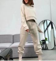 Conjunto de ropa deportiva de lana para mujer, Sudadera con capucha suelta, pantalones de Jogging, moda informal - details 5