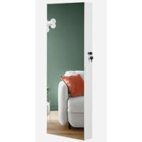 Armario de Joyería de Pared con Luces LED Organizador con Espejo sin Marco, Integrado en el Diseño, 2 Cajones, Bloqueable, Blanco JJC013W01 - details 8
