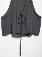 OUWU- Nueva Ropa De Mujer Adelgazante Versátil Decoración De Lazo Cuello En V Textura Chaleco Suelto Chaqueta Hombro - details 3