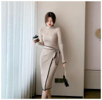 Elegante Vestido de Punto con Cordones Moda de Oficina para Mujeres en Otoño-Invierno - details 13