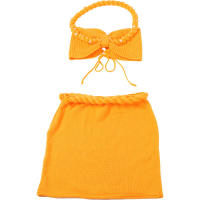 Conjunto de falda ajustada y top halter sin mangas elegante y dulce a la moda de verano - details 30