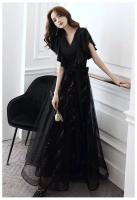 Vestido de Gala Negro Elegante Largo, Delgado, Estilo Francés, Lujo Ligero, Vestido de Niche de Alta Gama Perfecto para Reuniones Anuales, Exámenes de Arte - details 9