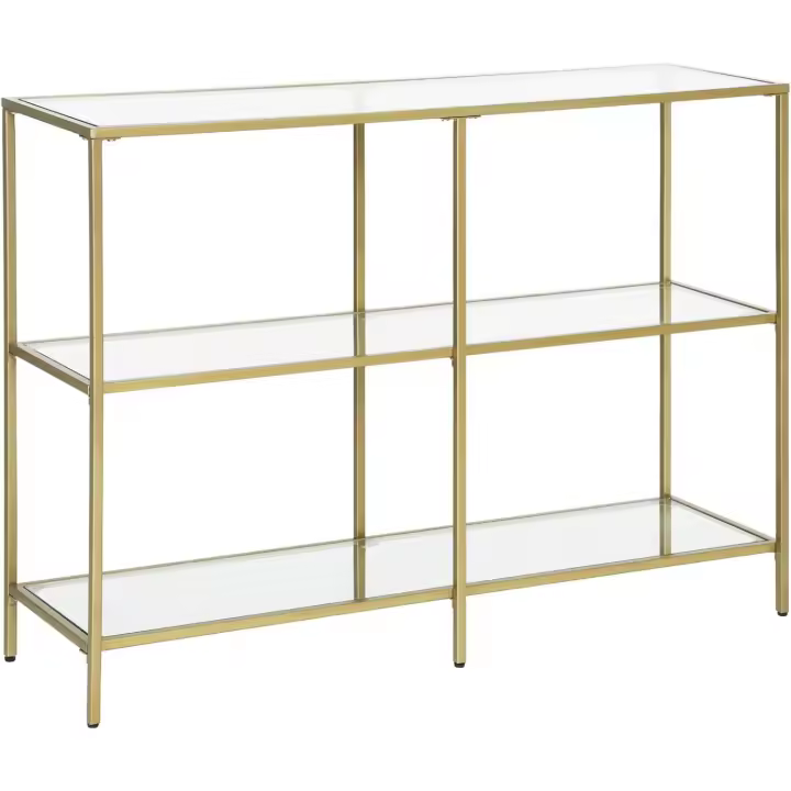 Mueble de Vidrio Templado a 3 Niveles Estilo Metalico 30 x 100 x 73cm Ideal para Sala de Estar y Dormitorio - 1