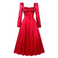 Elegante Vestido de Medio Talla Retro de Hepburn Manga Larga, Elegante para Fiestas y Banquetes - details 6
