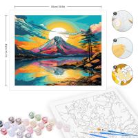 RUOPOTY-Kit de pintura por números para adultos, lienzo moderno al óleo acrílico, puesta de sol, paisaje de plumas, regalo de decoración del hogar, 40x50cm - details 4