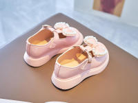 Zapatos de cuero para niña con lazos de perlas, zapatos planos suaves y cómodos con perlas de princesa, primavera y otoño - details 5