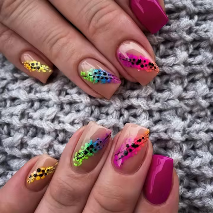 Juego de Uñas Postizas Cortas Redondas Glacial Azul Set Completo para Manicura DIY en Salón - 1
