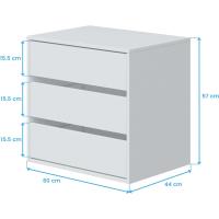 Tres cajones, Acabado en Blanco Mate, Dimensiones: 60 cm (Ancho) x 57 cm (Alto) x 44 cm (Fondo) - details 2