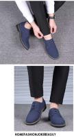 Zapatos de talla grande para hombre, informales, esmerilados, con punta redonda, cruzados, de cuero de ante británico, con cordones, tendencia de moda - details 0