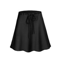 Falda corta de mujer, minifaldas de satén para mujer, falda corta de seda beige con cordón, cintura alta, color negro - details 0