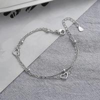 Pulsera de Plata Esterlina S925 Diseño de Corazón de Doble Amor para Mujer - details 6