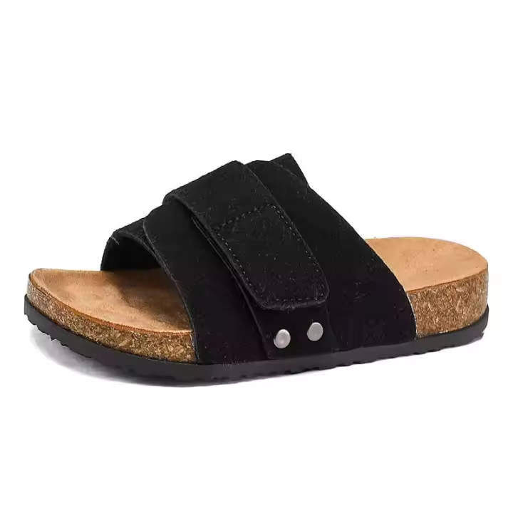 Nueva llegada, sandalias de corcho de Color a la moda para niños 28-35, precio bajo, zapatillas deslizantes de diseño de cuero para niñas de alta calidad - 1