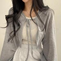 2025 cárdigan blanco Kawaii para mujer, camisa fina que combina con todo, informal, coreana, con cordones, novedad de verano - details 5