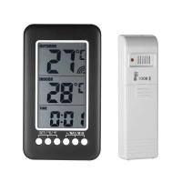 Termómetro inalámbrico digital LCD para interiores y exteriores, termómetro con pantalla de reloj de 12/24 horas y transmisor - details 0