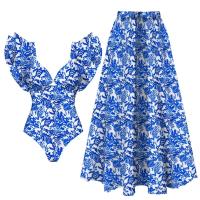 Conjunto de bikini con volantes para mujer, bikini brasileño estampado, traje de baño con falda, traje de playa para niña 2024 - details 32