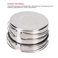 Juego de utensilios de cocina portátil para acampada, vajilla antiadherente con tapa de olla, plato de acero inoxidable, fácil d - details 7