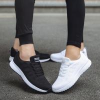 Volando tejido zapatos deportivos de las mujeres de malla transpirable casual fondo plano luz corriendo negro zapatos de viaje pareja zapatos blancos - details 3