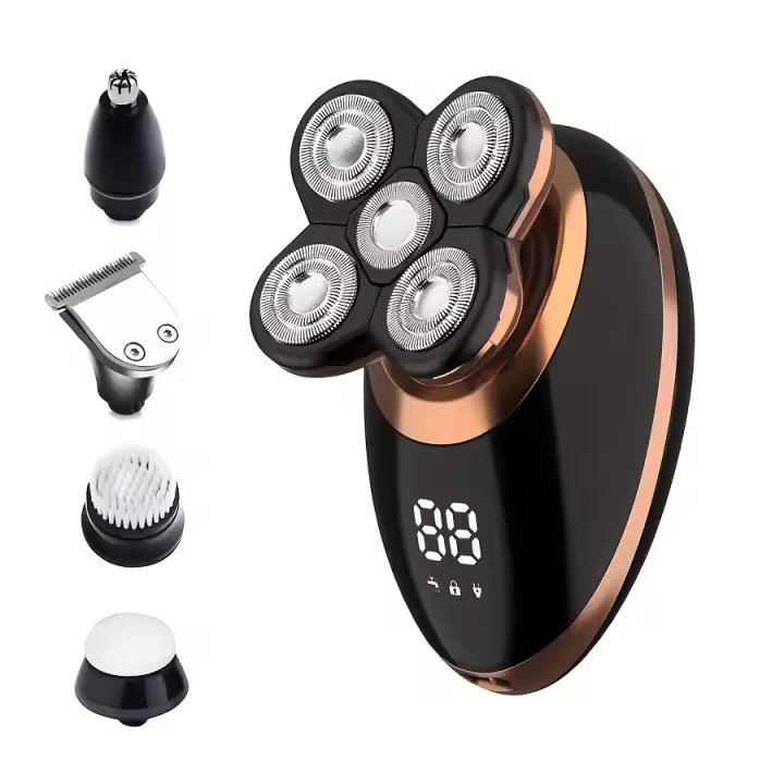 Maquinilla de afeitar eléctrica con 5 cabezales de cuchillo, afeitadora con pantalla Digital para el hogar, máquina de afeitar eléctrica para hombres - 1