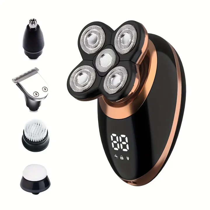 Maquinilla de afeitar eléctrica con 5 cabezales de cuchillo, afeitadora con pantalla Digital para el hogar, máquina de afeitar eléctrica para hombres - 1
