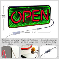 Cartel de Luz Abierto de Espejo Infinito 19x8 pulgadas, Luces LED RGB 3D para Tiendas, Restaurantes, Cafés, Salones, Ventanas de Bar Enchufe EU - details 3