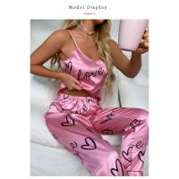 Conjunto De Pijamas De Seda Para Mujer Lencería Dormir Vuelta Sexy Sin Mangas Con Aros Y Pantalones Ropa Interior De Verano - details 3