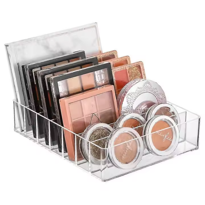Organizador de maquillaje, paleta de maquillaje compacta para organizar, caja de almacenamiento de cosméticos de 7 secciones para baño Co - 1