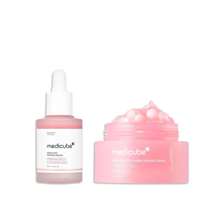 medicube Overnight Renewal Duo: suero peptídico y crema en cápsula de colágeno rosa PDRN con ADN de salmón - 1