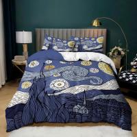 Juego de Cubierta de Edredón y Sábanas con Pintura Moderna Clásica de Van Gogh Noche Estrellada Tamaño Queen Decorativo 3 Piezas - details 5