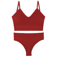 Women 2 pieces solid color fitness sports bra underwear top gym yoga athletic tight workout soft brassiere padded - details 13